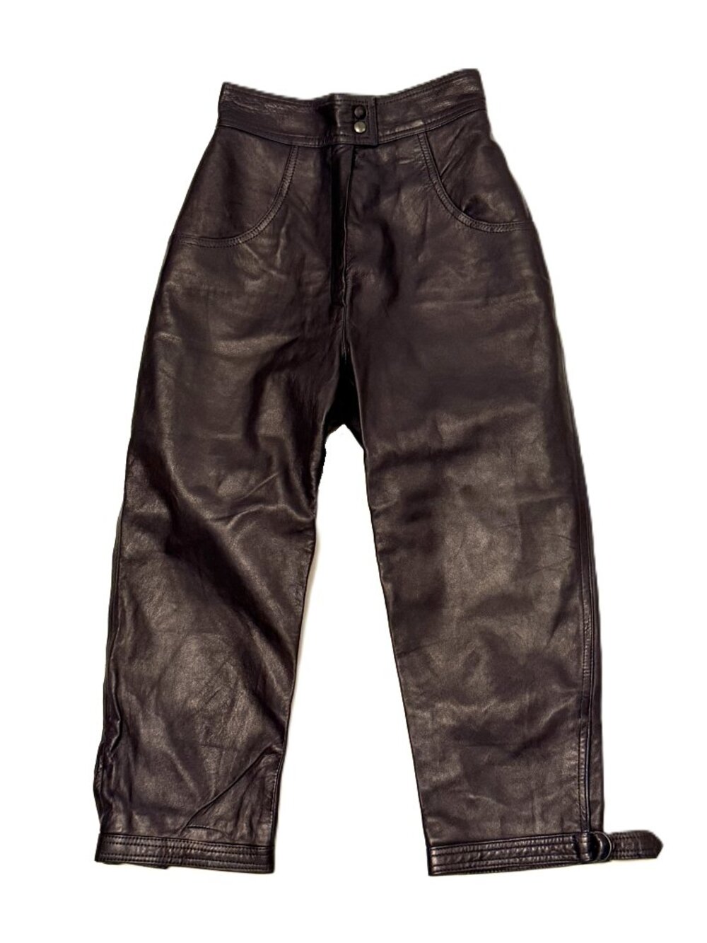 Saint Laurent Rive Gauche Paris  Lamb Skin Leather Pants FR34 US 0-2 1960's Vint